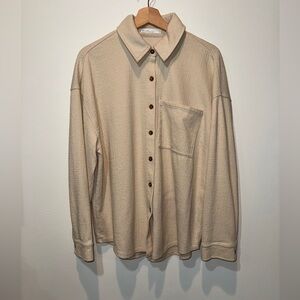 OAK + FORT Beige Textured Button-Up Shirt